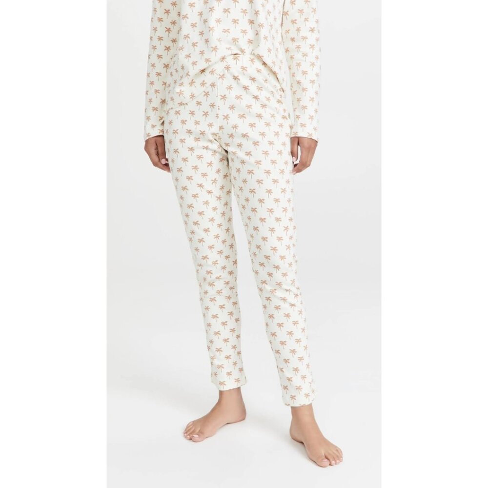 Faherty x Roller Rabbit Cream Palm Tree Print Pajama Pants NWOT Size Medium